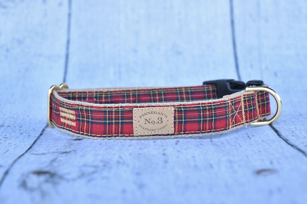1" Small Red Plaid Collar